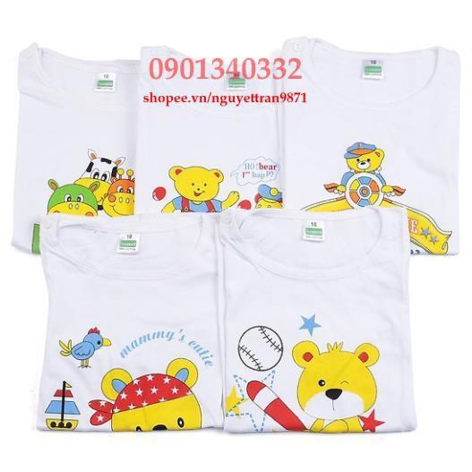 Set 5 áo tay ngắn cài vai trắng Bosini cho bé 7~ 22kg