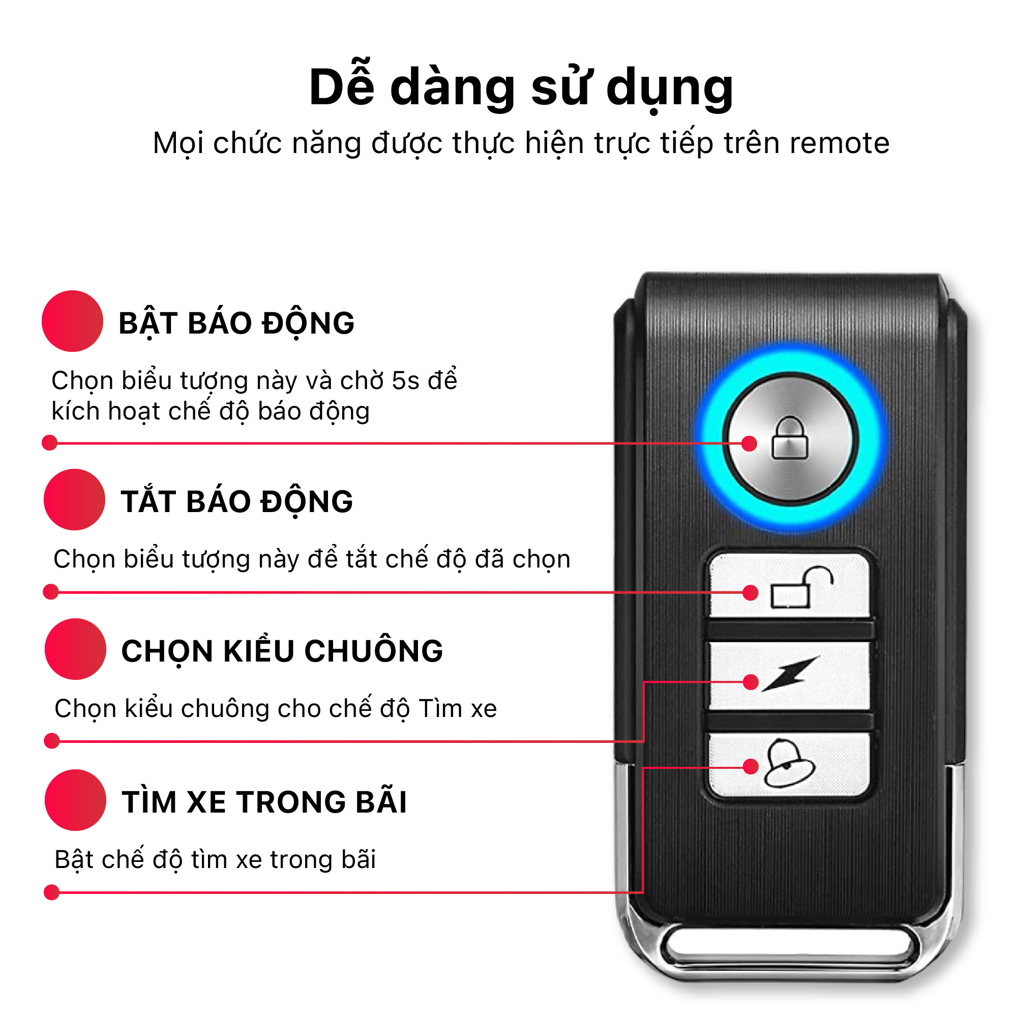 Khóa chống trộm xe máy có còi báo động PINGRON PR-R06 - Chống nước tốt, có thể điều chỉnh độ nhạy, bảo hành 12 tháng