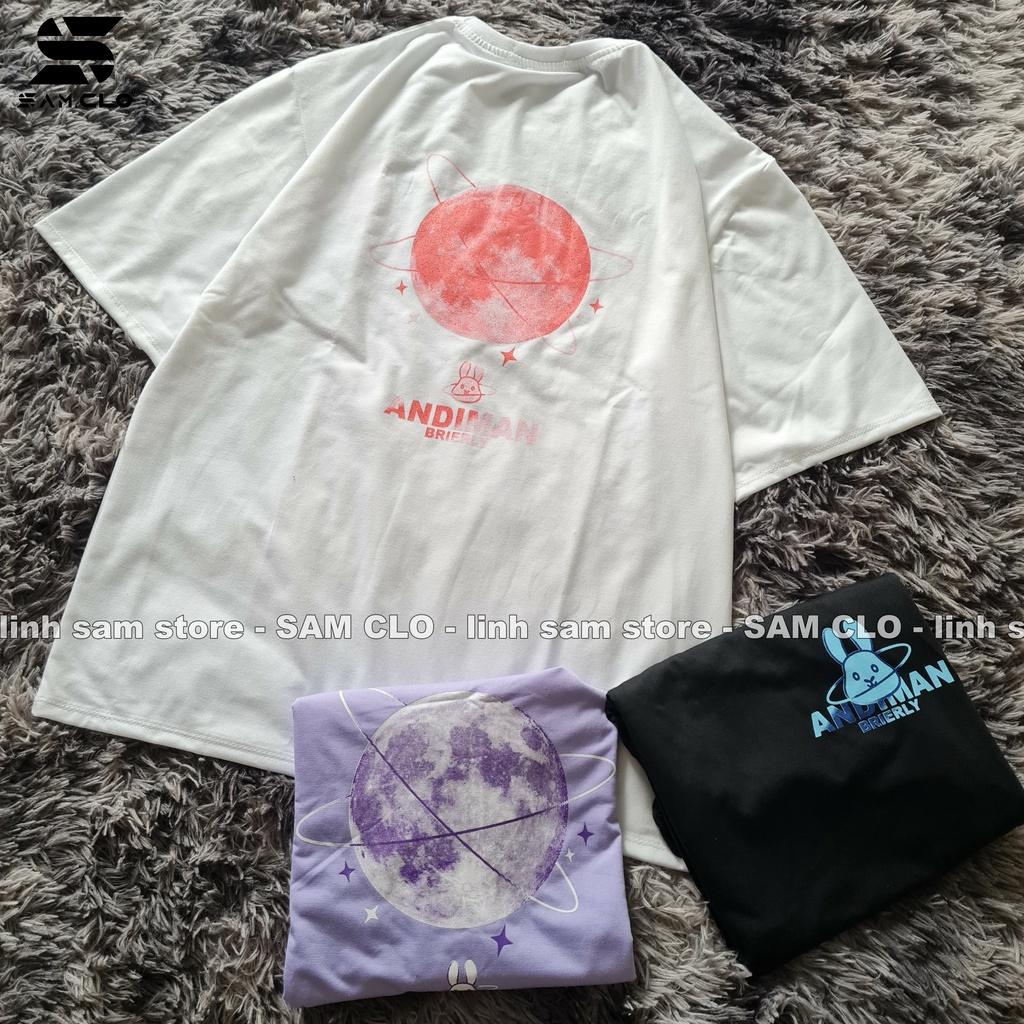 Áo thun tay lỡ nam nữ SAM CLOphông form rộng dáng Unisex - mặc cặp, nhóm, lớp in hình MẶT TRĂNG - THỎ ADINMAN