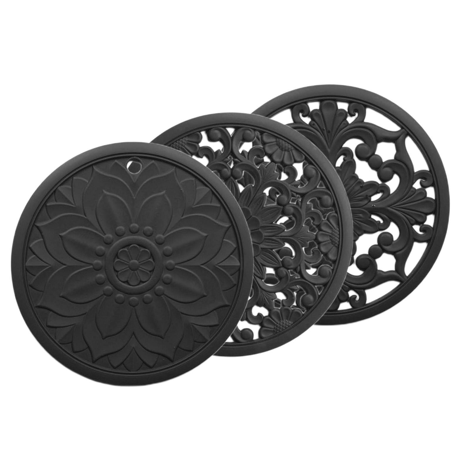 6x Round Silicone Hot Pads Countertop Tableware Bowl Mat Trivet Dining Room