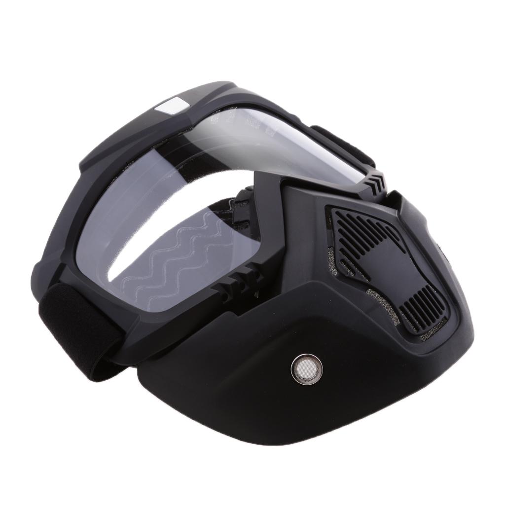 2x Motorcycle Riding Helmet Windproof Face Mask Detachable Goggles Clear