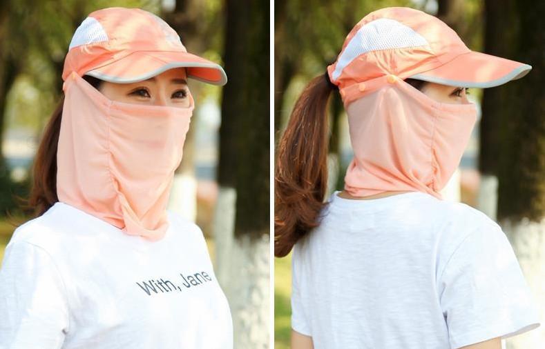 Mũ chống nắng kèm khẩu trang chống uv cao cấp, nón chống nắng khẩu trang 360 độ