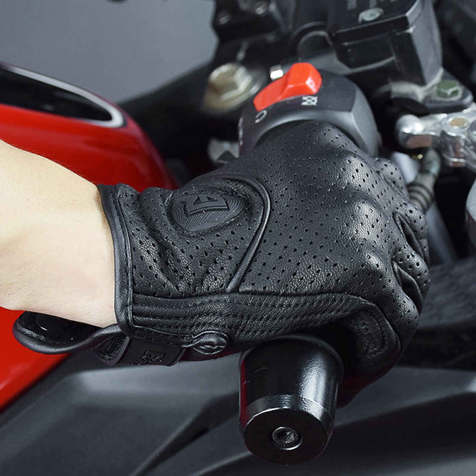 Leather Motorbike Gloves Summer Full Finger Touchscreen for Men Women