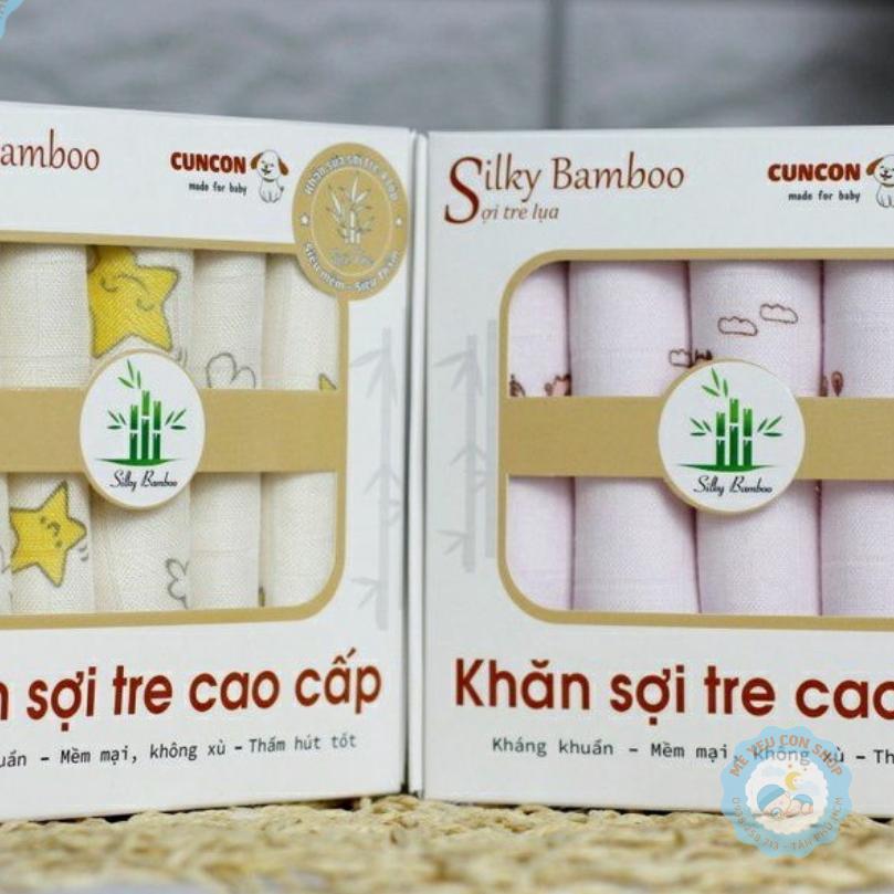 Hộp 5 khăn sữa sợi tre 4 lớp cao cấp cho bé -Cún Con