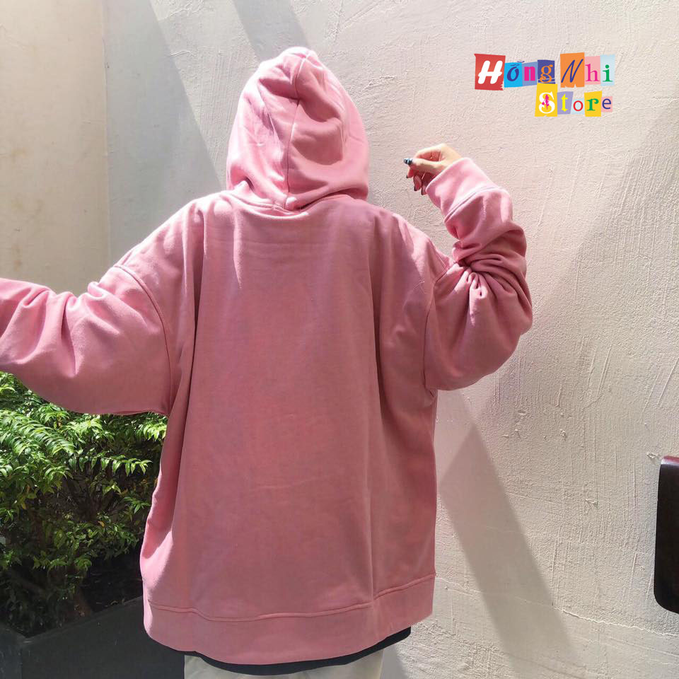 Áo Khoác Hoodie Zip Trơn Oversize Ulzzang Unisex Hoodie Dây Kéo Màu Hồng Ruốc Dáng Rộng - MM