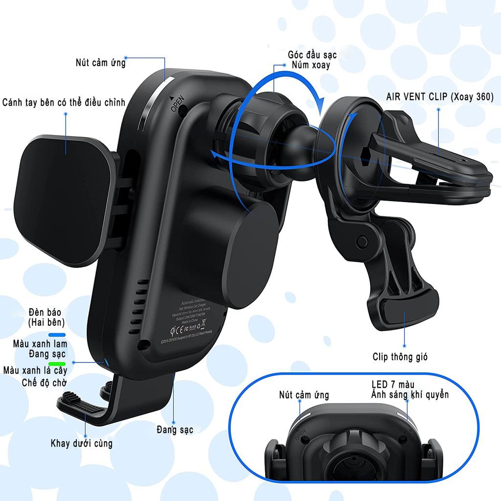 Bộ sạc ô tô không dây không dây, Sạc nhanh 15W / 10W / 7,5W Qi Giá treo tự động kẹp