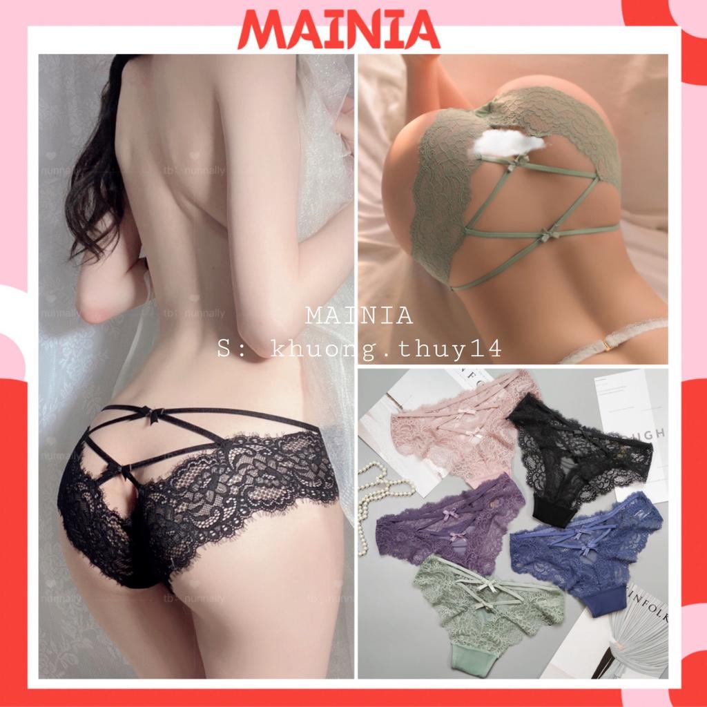 Quần Lót Ren Phối Dây Chéo Mông Đính Nơ Siêu Đẹp Freesize Co Giãn Thoải Mái Chíp Ren Sexy Cao Cấp Mainia Shop