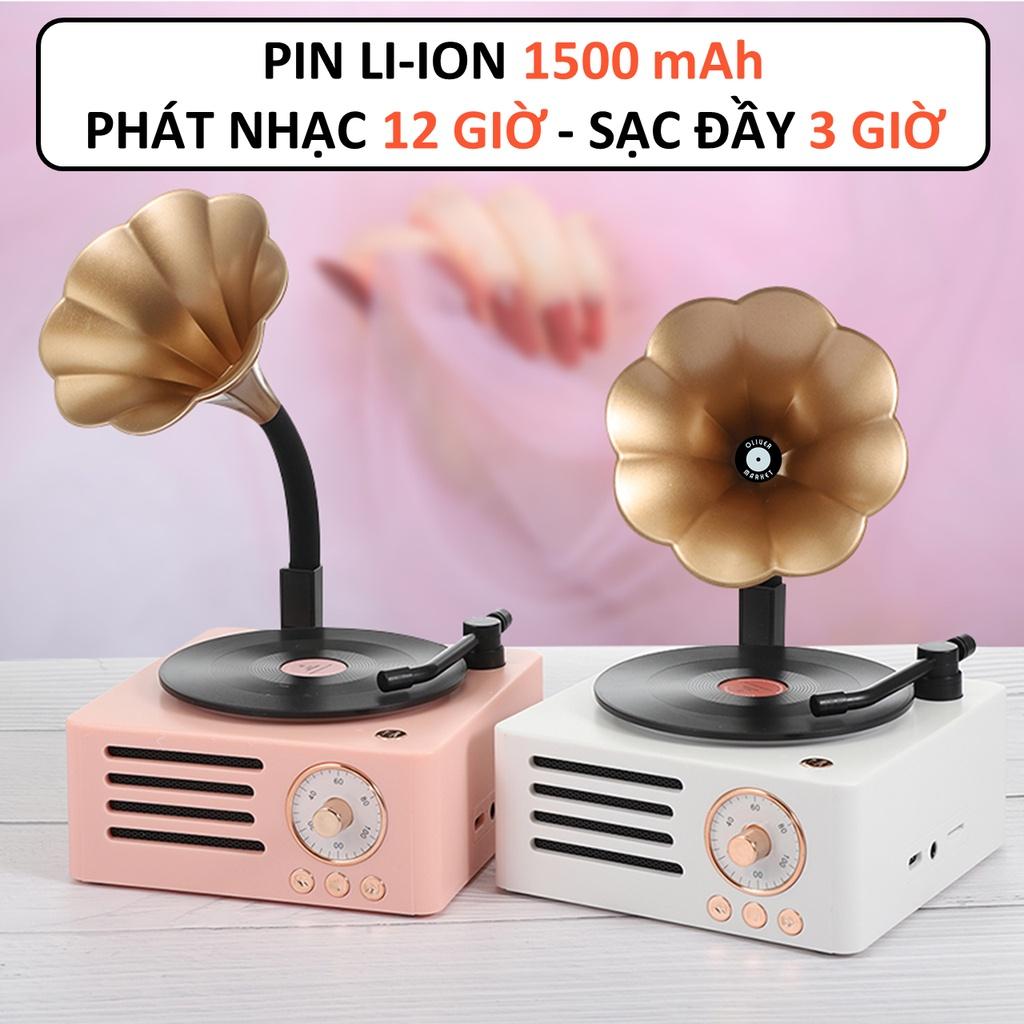 Loa Bluetooth Đĩa Than Xoay OLIVER T15 Loa Bluetooth Loa Kèn Vintage Cổ Điển Đồ Decor Phòng Ngủ Trang Trí Bàn Làm Việc Cao Cấp