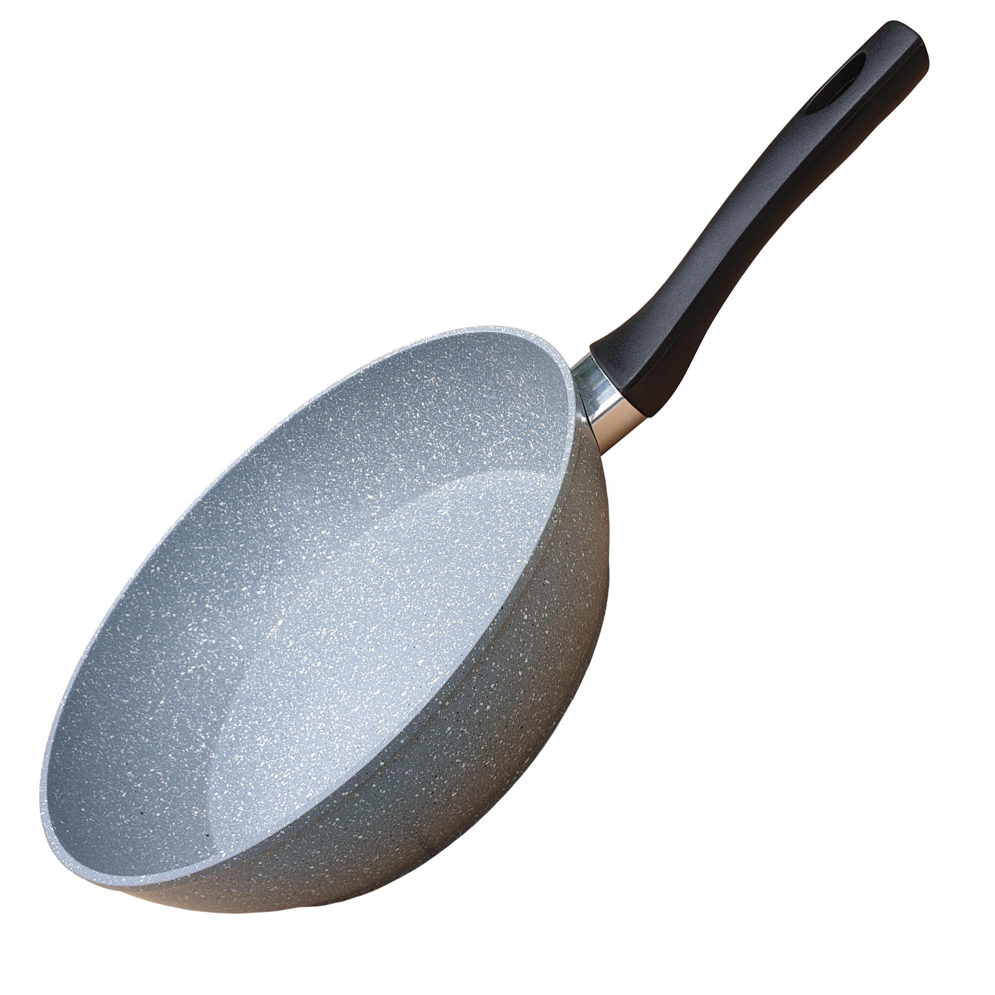 Chảo vân đá chống dính đáy từ sâu lòng GREEN COOK GCP02-24IHB 24 cm tay cầm chịu nhiệt màu đen - Hàng chính hãng