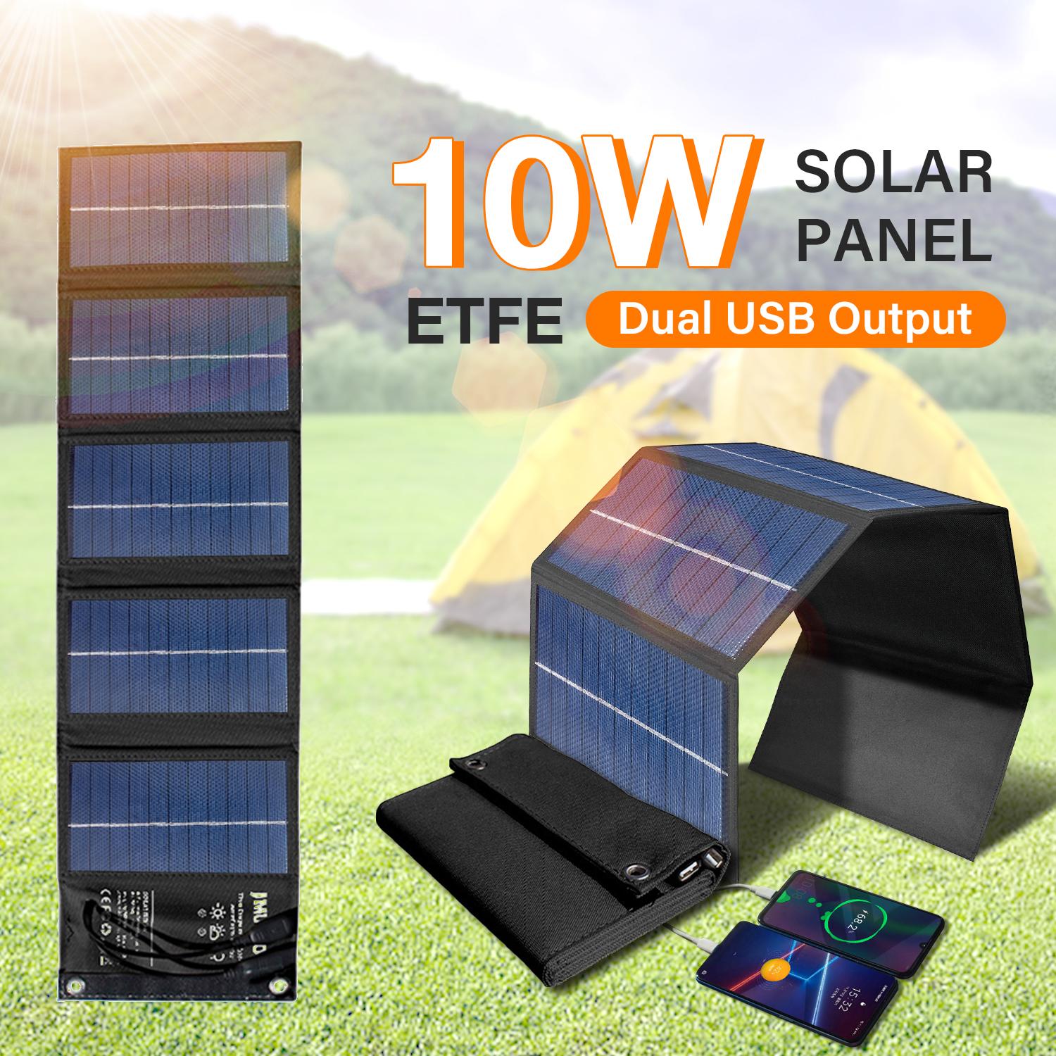 ETFE SOLAR PANEL 5V 10W Ngân hàng năng lượng mạnh có thể gập lại cho điện thoại di động ngoài trời không thấm nước usb sạc pin mặt trời để cắm trại: màu đen