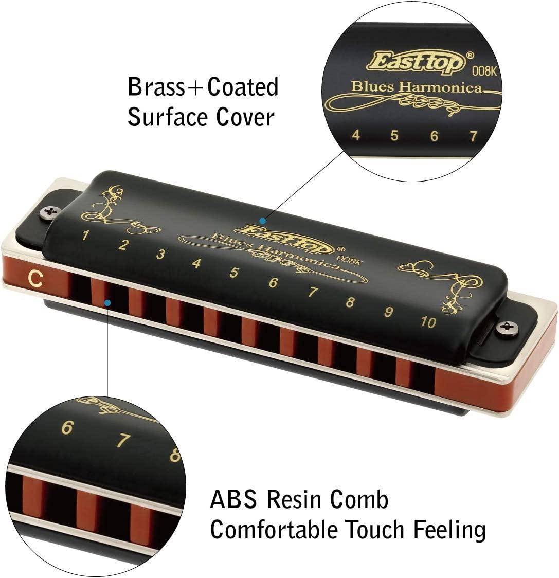 Diatonic hòa âm trong c 10 lỗ 20 tấn với vỏ đen, blues Harmonica cho người mới bắt đầu, học sinh và trẻ em, làm món quà tốt nhất