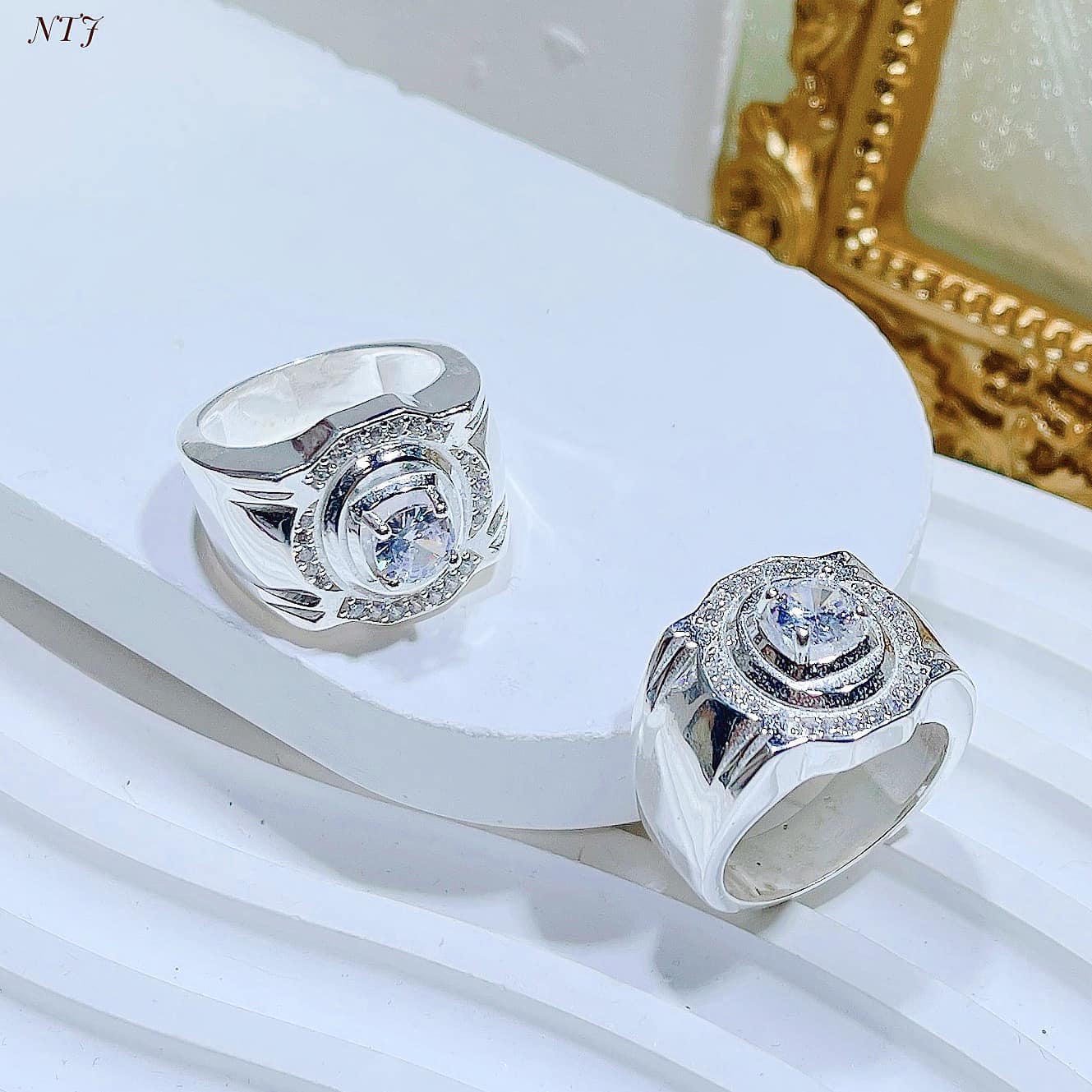 Nhẫn bạc nam mặt đá tròn chất liệu bạc ta MS195