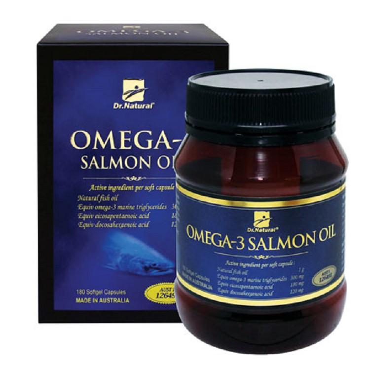 Viên uống dầu cá Hồi Dr.Natural OMEGA -3 SALMON OIL Hỗ trợ giảm mỡ máu bổ não tốt cho tim mạch hộp 180 viên