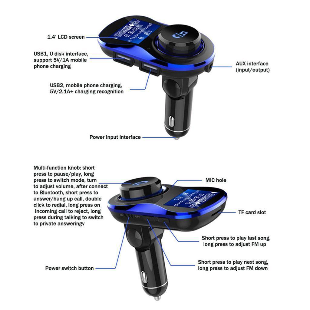 Bluetooth Handsfree Car FM Transmitter Radio MP3 Dual