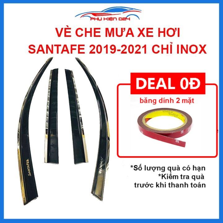 Vè mưa Santafe 2019-2021 chỉ inox cao cấp bảo vệ xe