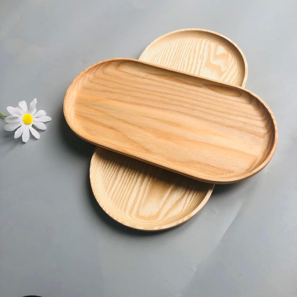 Khay Gỗ Đựng Đồ Ăn, Decor Hình Oval Chất Liệu Gỗ Tần Bì Xinh Xắn Của Craft Closet