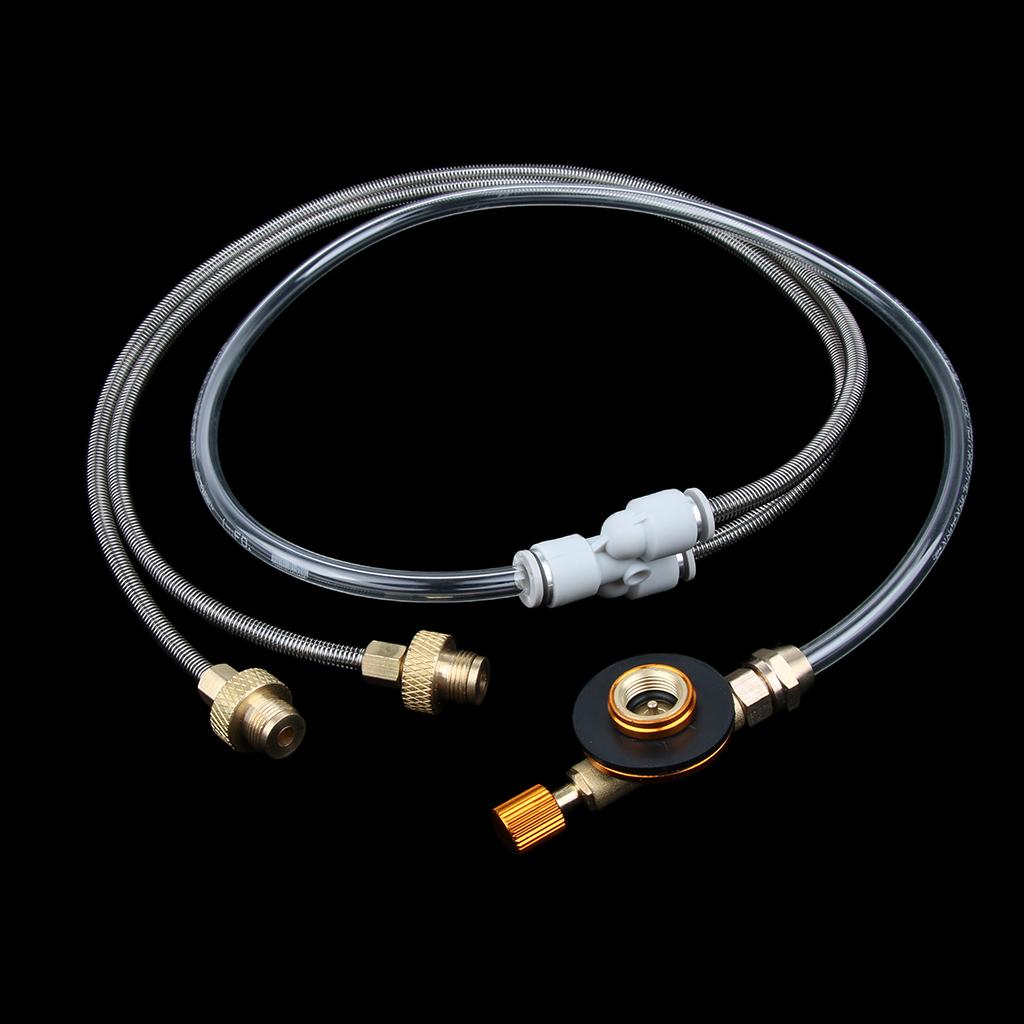 2 Stage Hose Pipe Propane Adapter for Flat Gas Tank Camping Stove
