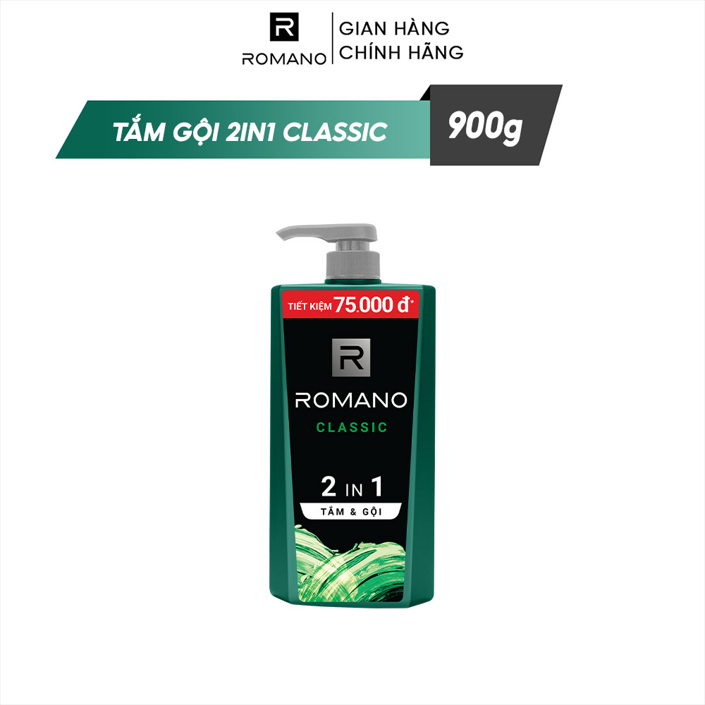 Tắm gội 2 trong 1 Romano Classic cổ điển lịch lãm phiên bản Deluxe nhanh chóng tiện dụng 900gr