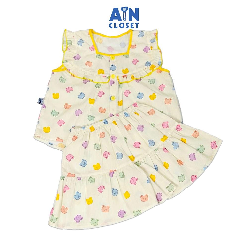 Bộ quần áo Ngắn bé gái họa tiết Gấu Nhiều Màu cotton - AICDBGUZTPS1 - AIN Closet