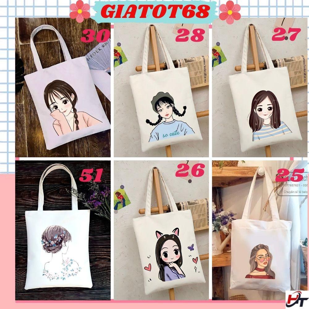 Túi tote đeo chéo đeo vai vải canvas giá rẻ đi học đi chơi Giatot68 554