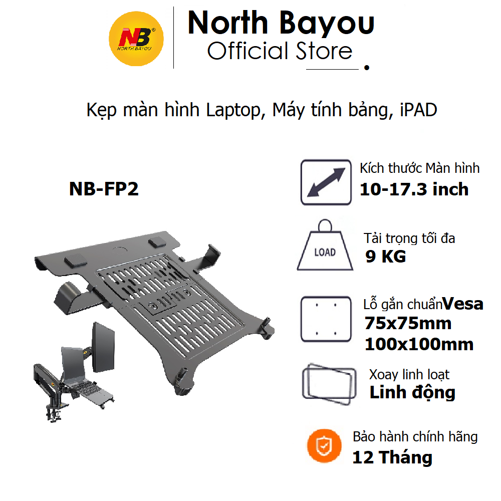 Giá đỡ kẹp North Bayou NB-FP2 cho Laptop, Máy tính bảng, iPAD Màn hình từ 10inch - 17.3inch - Hàng chính hãng