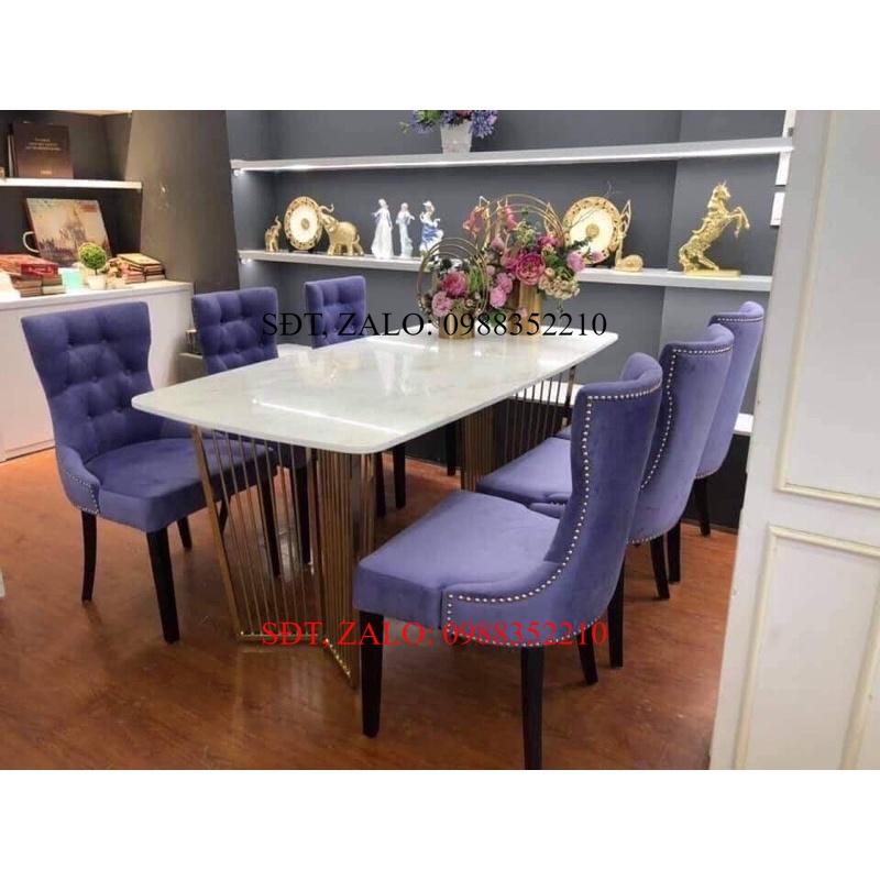 Luxury Bàn Ăn Mặt Đá Ghế Tân Cổ Điển Châu Âu