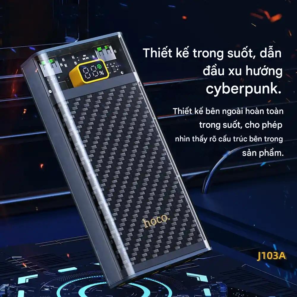 Pin sạc dự phòng Hoco J103A Discovery edition 22.5W 20000mAh với 2 cổng USB, 1 cổng Type C sạc nhanh cho nhiều thiết bị, thiết kế trong suốt, màn Led hiển thị pin - Hàng chính hãng