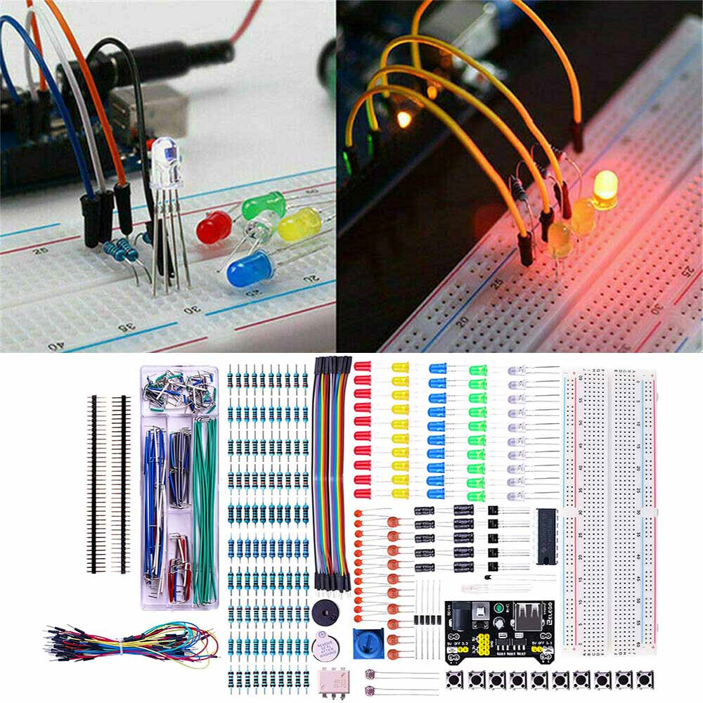 830 Bộ dụng cụ khởi động cơ bản cho Arduino UNO R3 gồm bảng mạch/ dây jumper đèn LED diode mô đun tránh chướng ngại vật