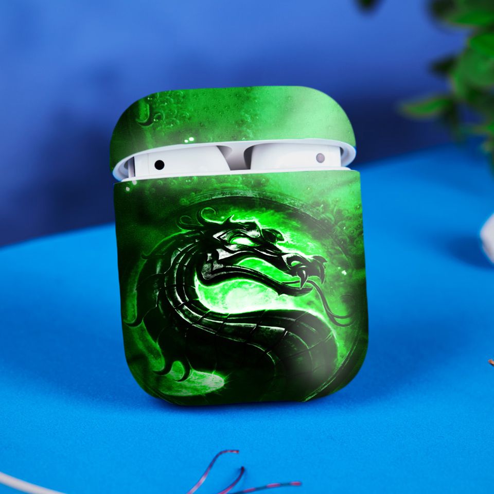 Miếng dán skin chống bẩn cho tai nghe AirPods in hình Rồng Dragon - dra017 (bản không dây 1 và 2)