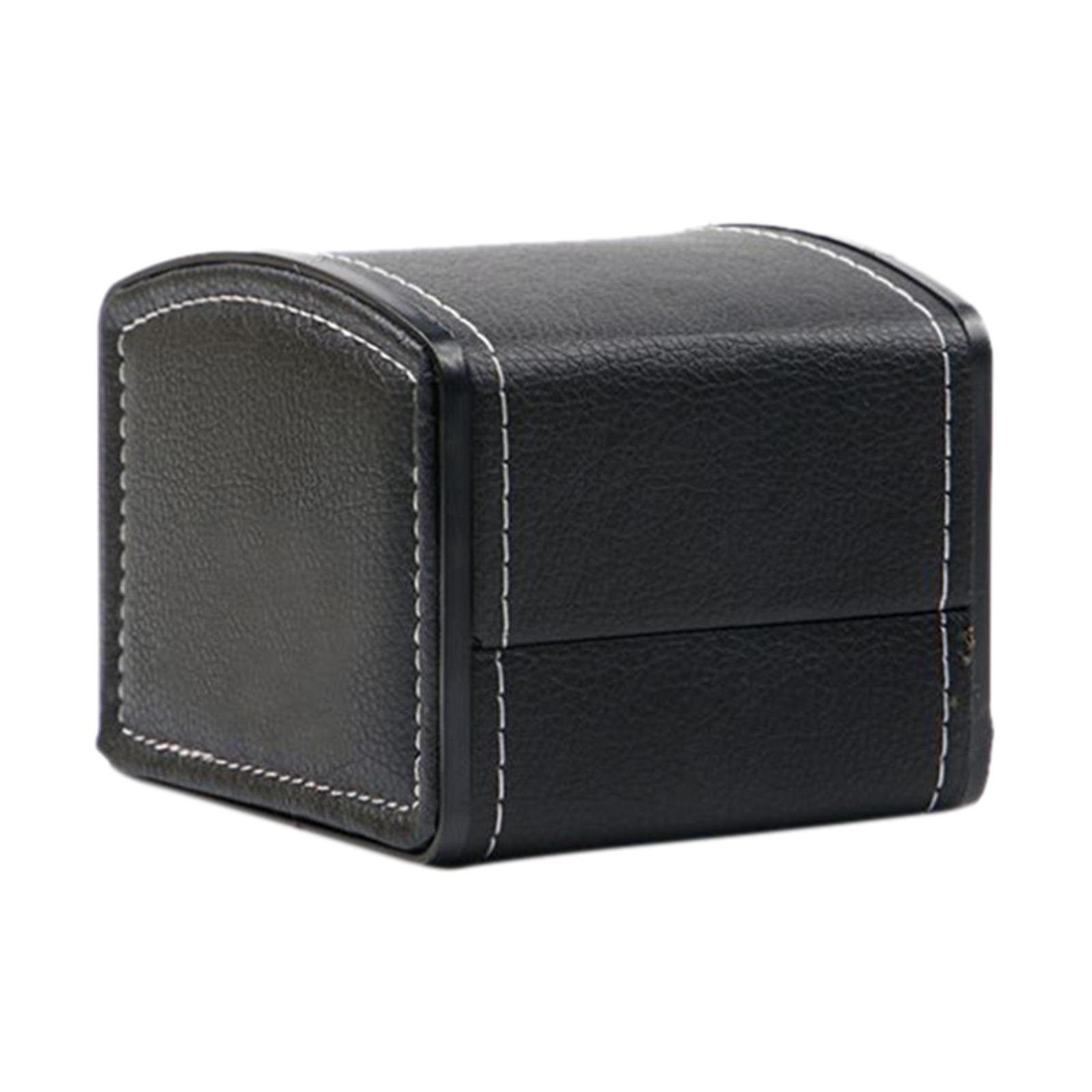 Classic Style Single Grid PU Leather Watch Case Display Holder Organizer Jewelry Box, 9x10x8cm