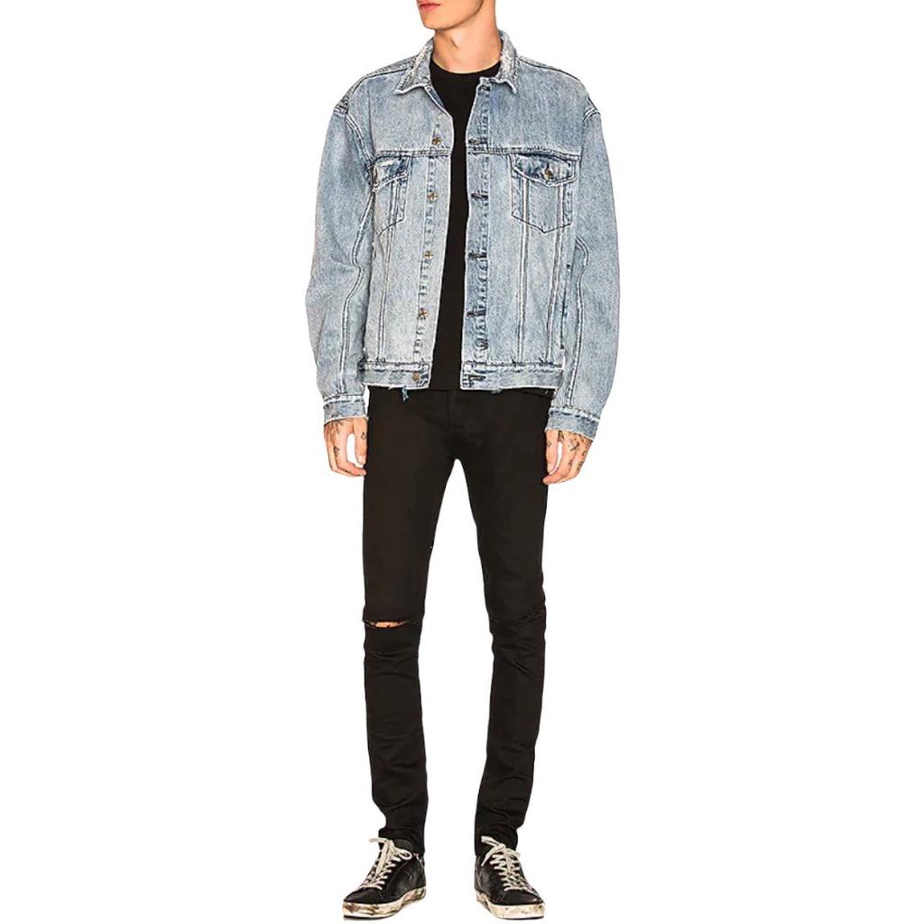Quần Jean Nam The Luyn Black Màu Đen Rách Gối Mix-Match Năng Động Vải Dày Dặn Bền Lâu Khó Phai Màu