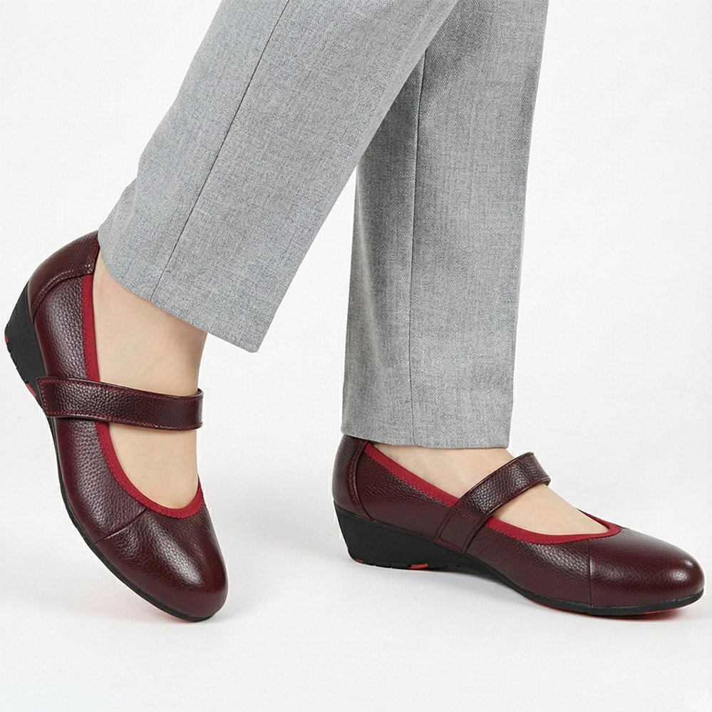 Giày Nữ Búp Bê Đế Xuồng HA NAM Da Bò Thật Thời Trang Cao Cấp 5cm GBBN2059