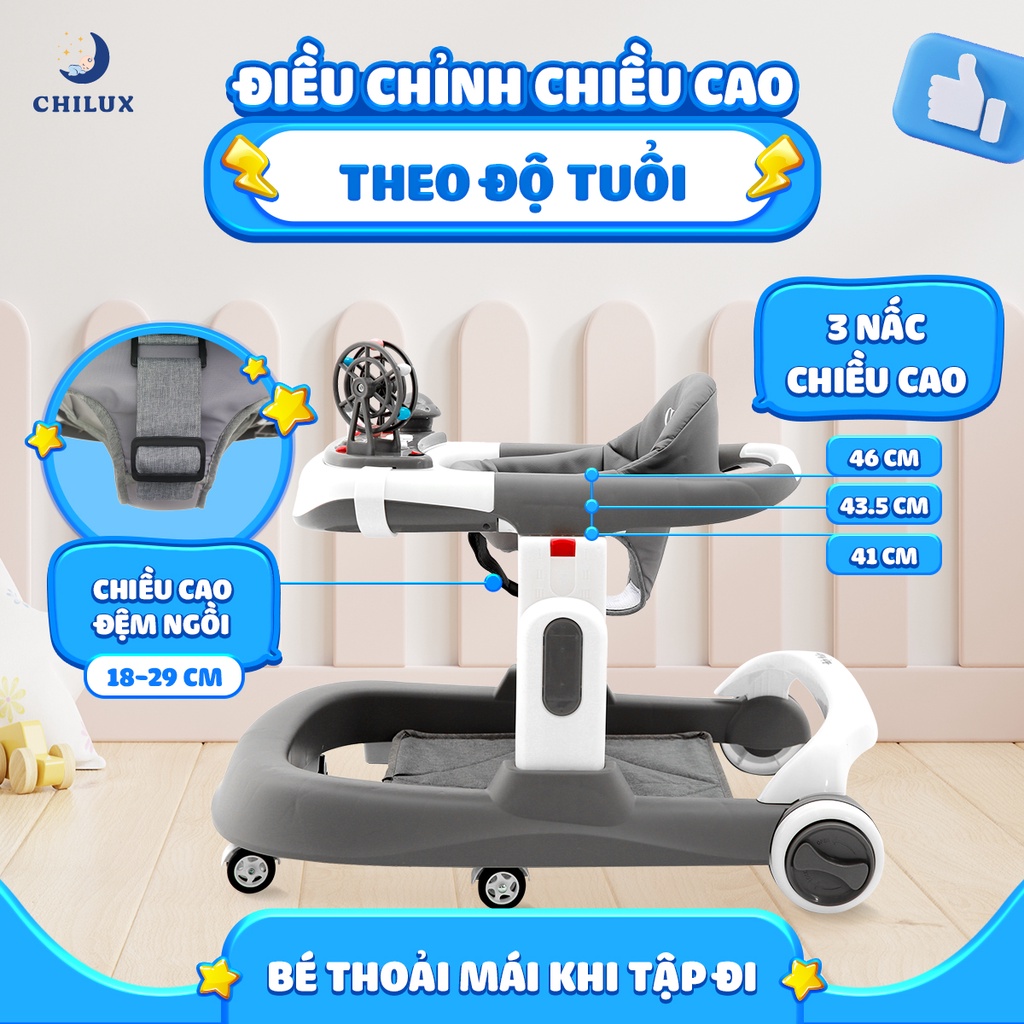 Xe tập đi cho bé Chilux Walk S, có bàn phát nhạc, thiết kế đạt chuẩn Châu âu