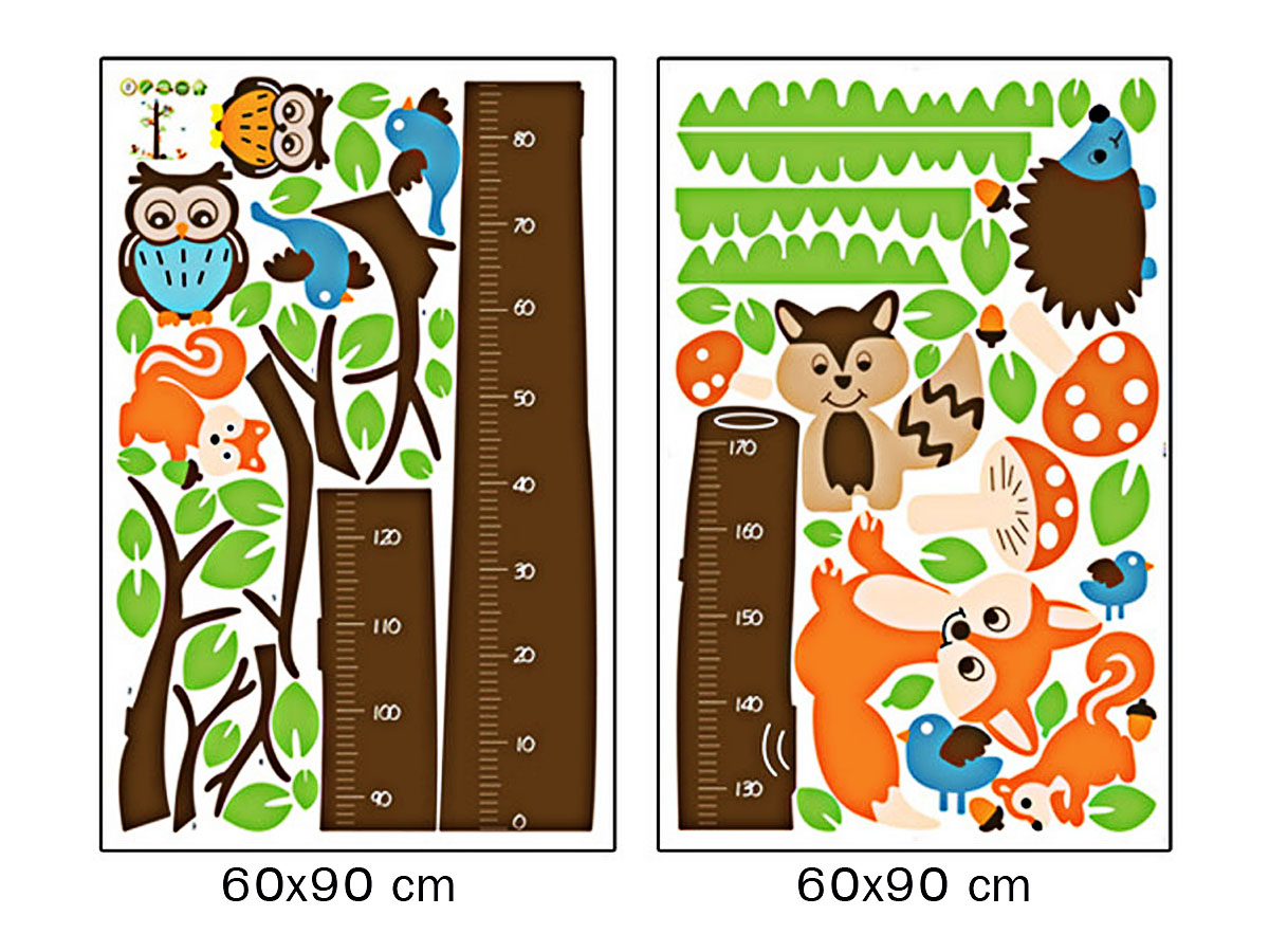 Decal dán tường thước đo chiều cao cho bé thước đo sóc 2 mảnh ay221
