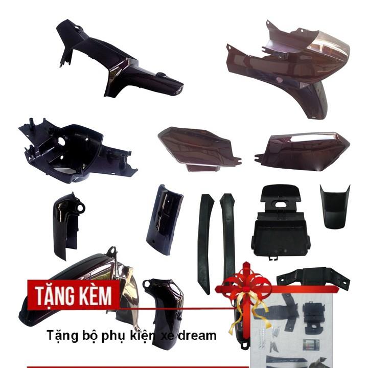 Dàn áo dành cho xe DREAM II màu Tím Nho, chất liệu nhựa ABS nguyên sinh -  Tặng Full phụ kiện