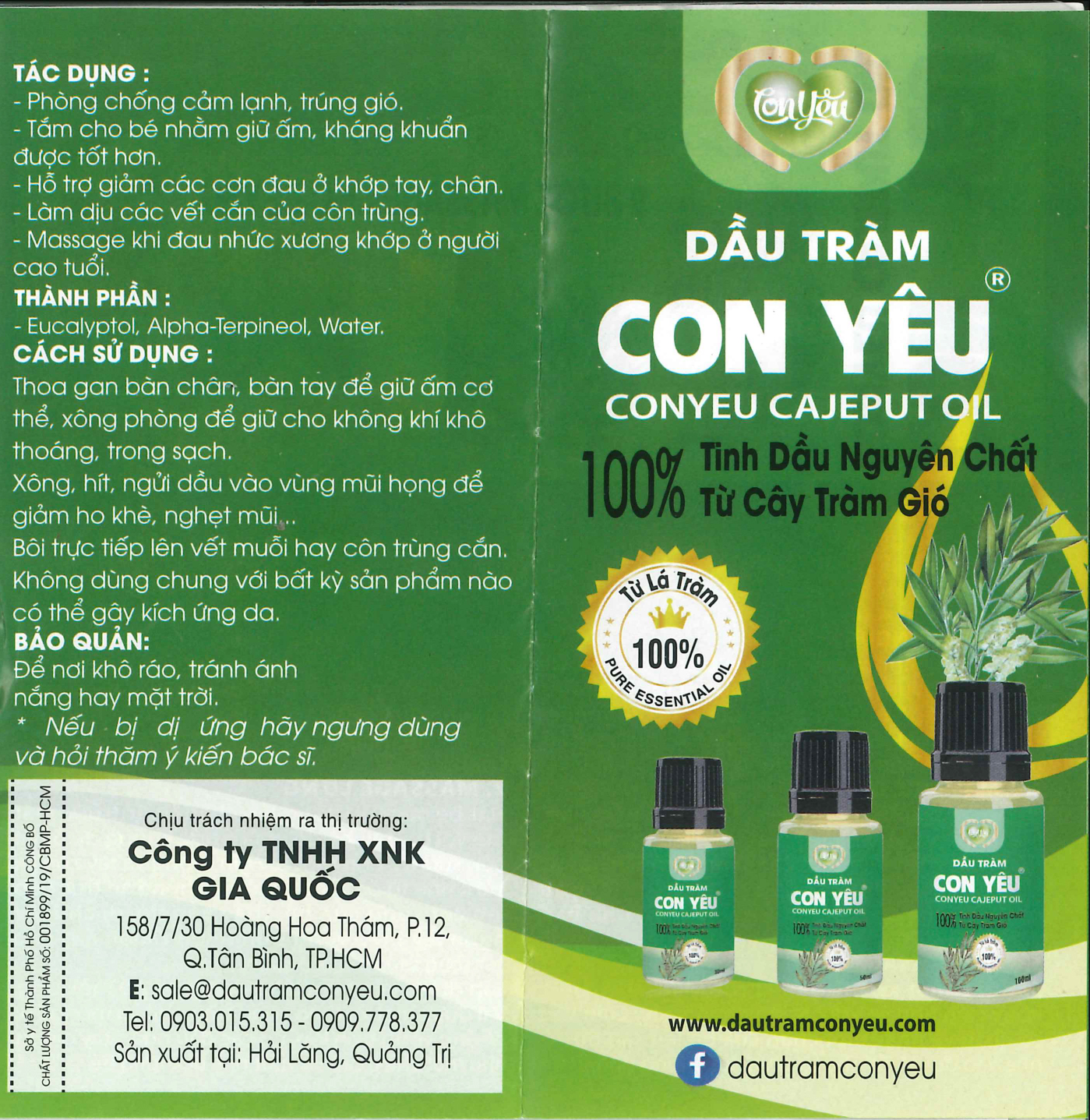 Dầu tràm Con Yêu giữ ấm cho bé, làm dịu vết côn trùng cắn (50ml)