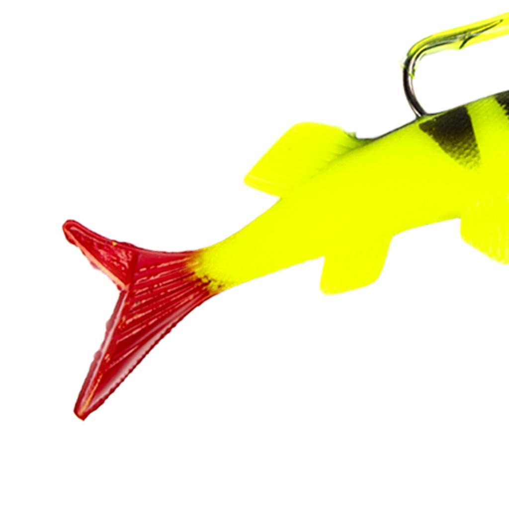 2pcs Lifelike 3D Eye Soft Lead Fishing Lures Red T Tail Sinking Swimbaits with Lead inside for Trout Bass Salmon