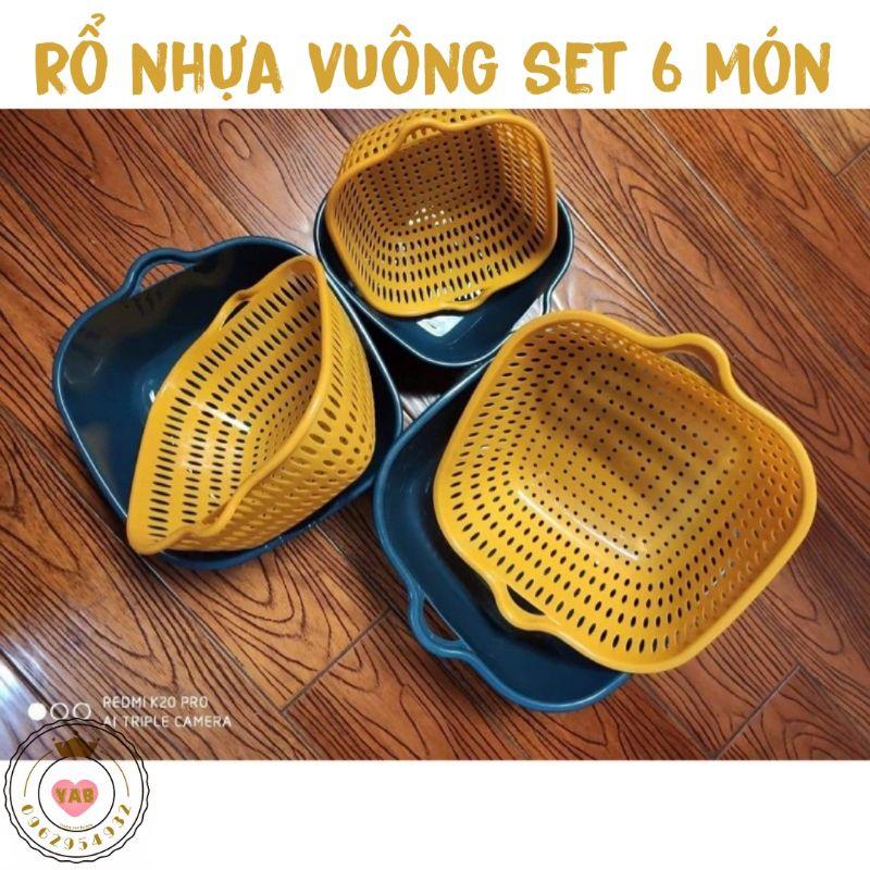 Set 3 rổ nhựa vuông đa năng