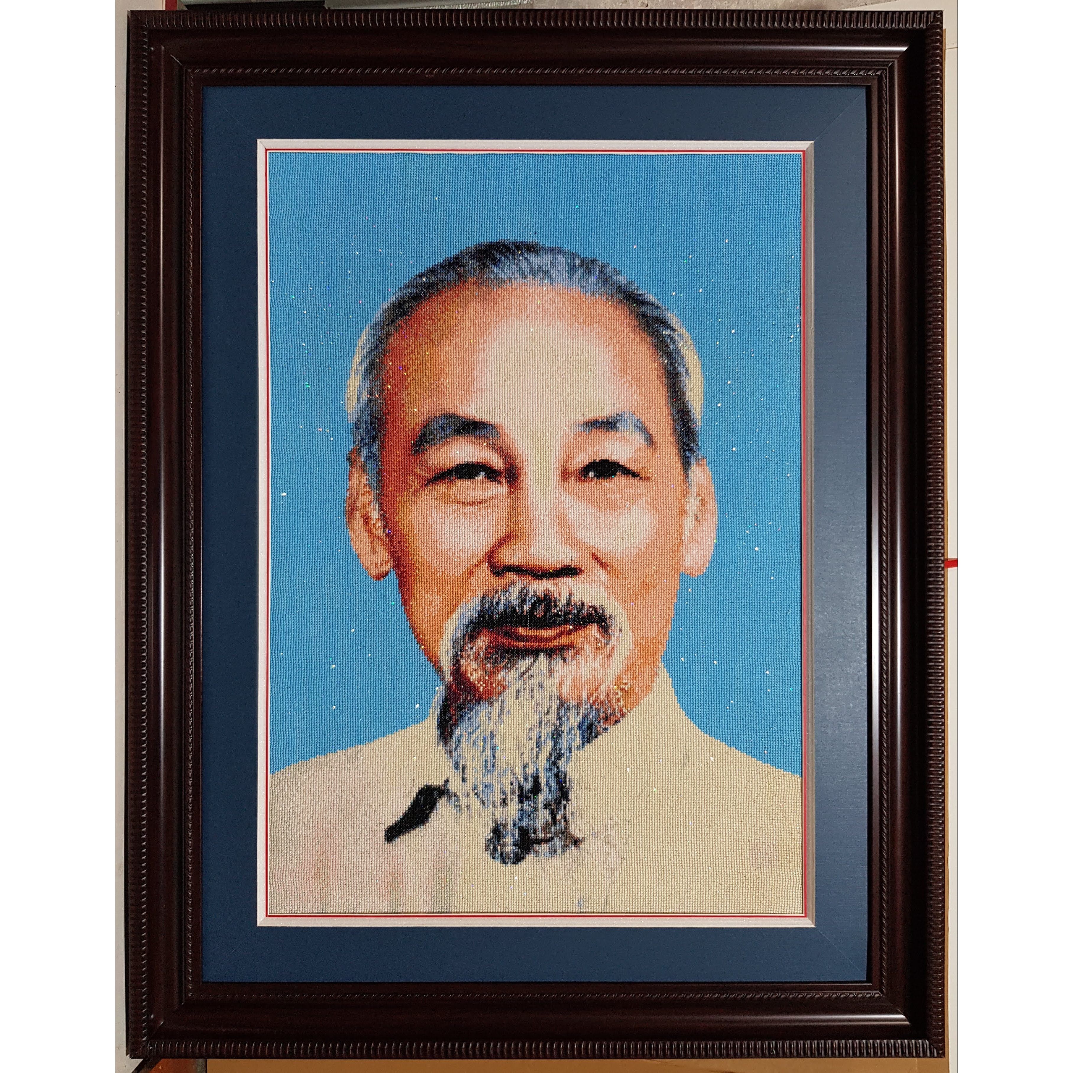Chân dung HỒ CHỦ TỊCH -Tranh thêu chữ thập