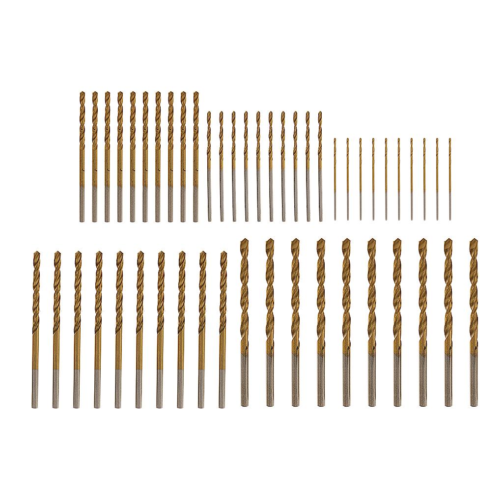 50pcs Titanium Coated Twist Drill Bit Drill Bits Glass Jewellery Hobby Tool