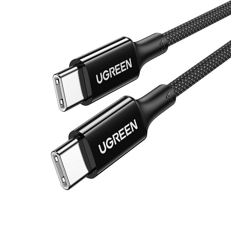 Ugreen UG15276US557TK 1.5m 100W c-c hỗ trợ QC4.0 5A Cáp sạc nhanh - truyền dữ liệu 2 đầu USB-C dây nhựa Màu Đen - HÀNG CHÍNH HÃNG