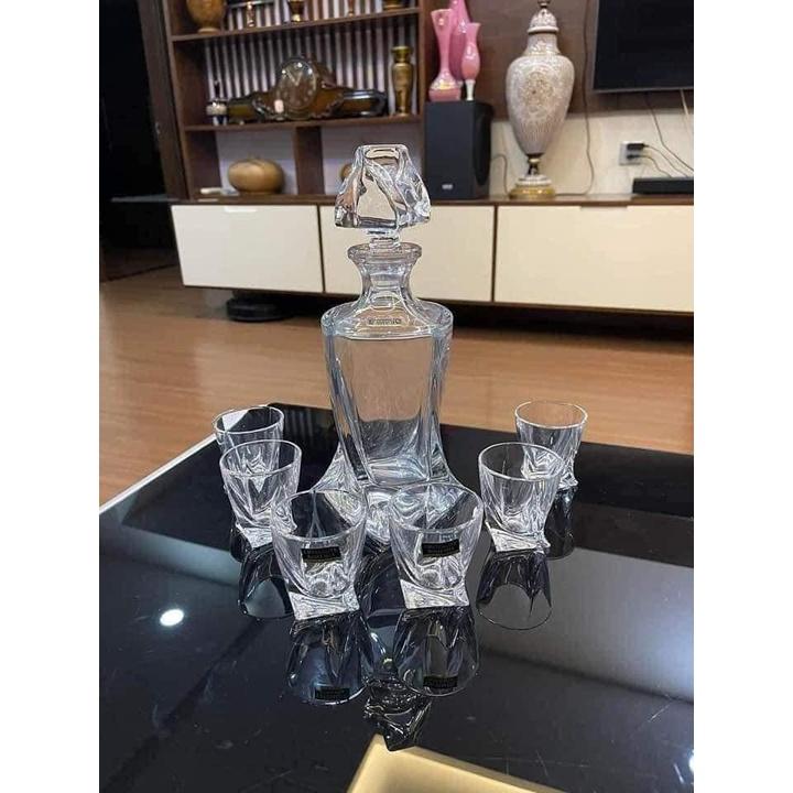 Bộ 6 Cốc Pha Lê Bohemia Quadro Whisky, Dung Tích 340ml, Nhập Đức