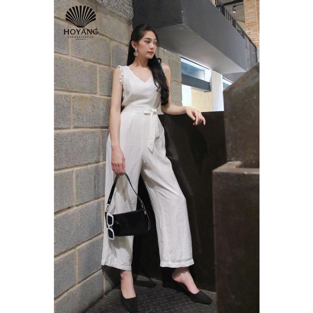 Jumpsuit Trắng Ống Rộng Dài 2 Lớp HOYANG J02