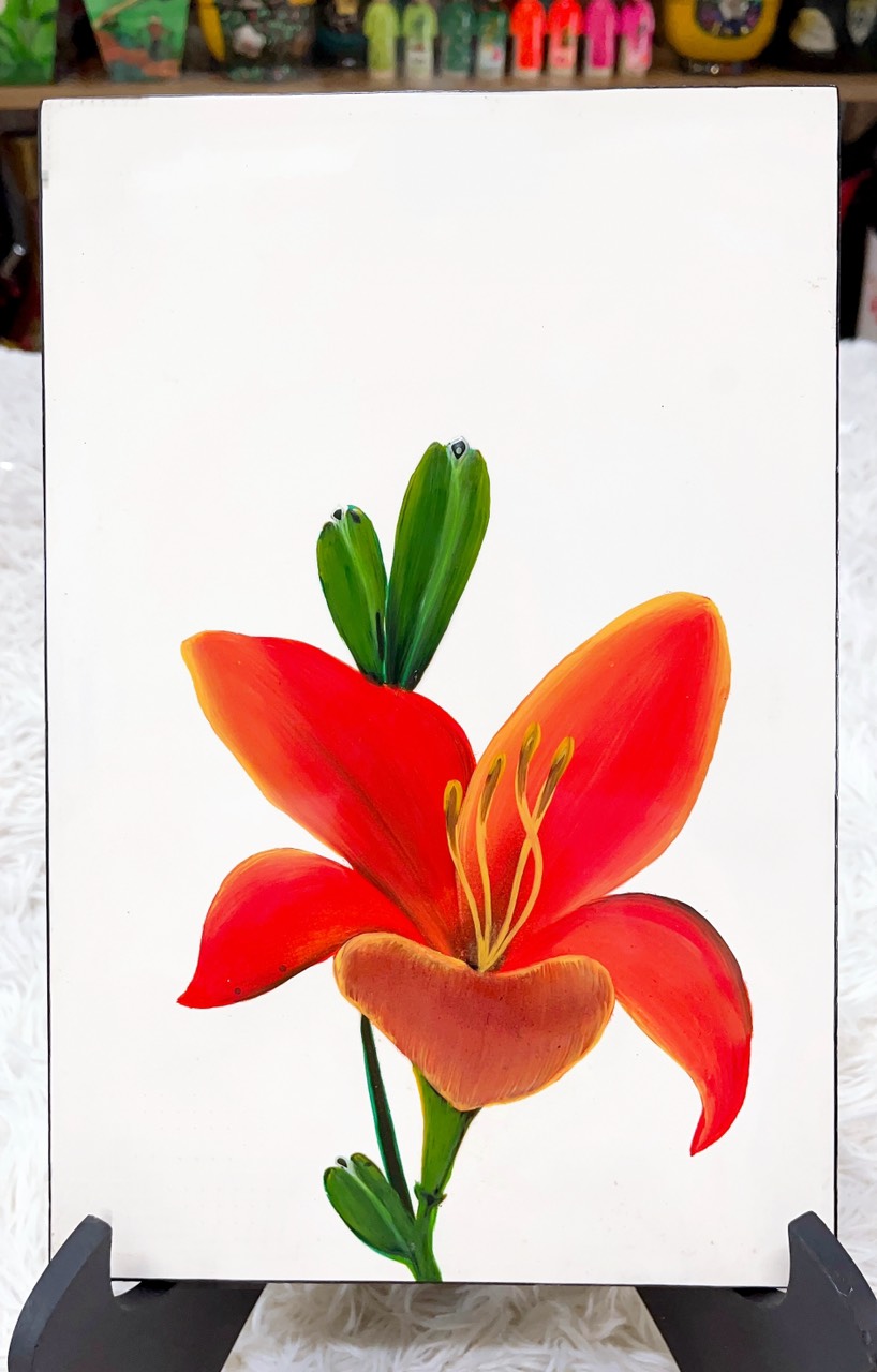 Tranh sơn mài cao cấp vẽ hoa nhiều màu sắc đa dạng mẫu mã size 20x30 cm