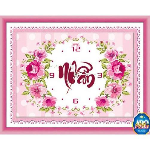 Tranh đá chữ nhẫn hoa đồng hồ DF245 - kích thước: 60 * 45cm.