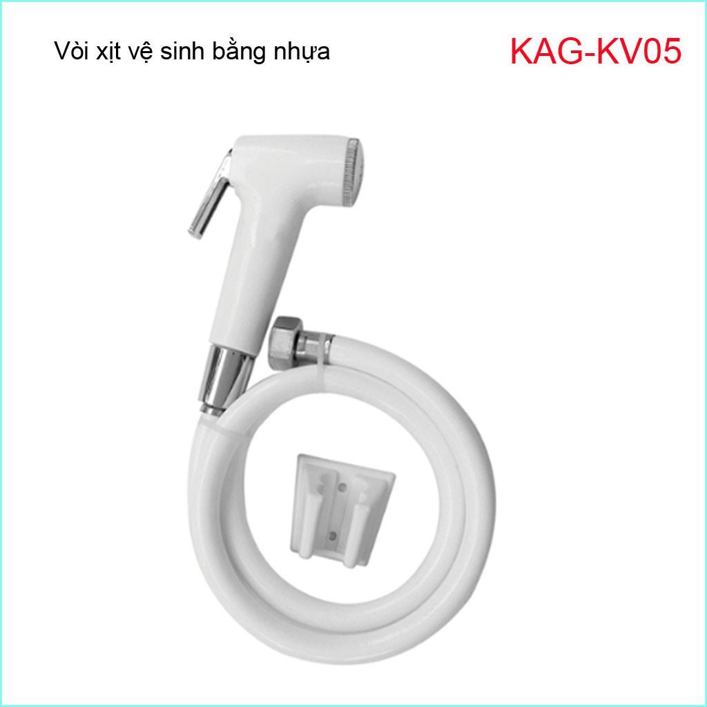 Vòi xịt vệ sinh KAG-KV05, vòi rửa nhà tắm nhựa trắng nước mạnh sạch sử dụng tốt