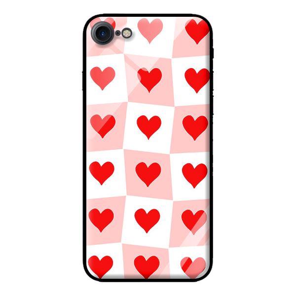 Ốp kính cường lực cho iPhone 7 Trái TIm Ô Vuông - Hàng chính hãng