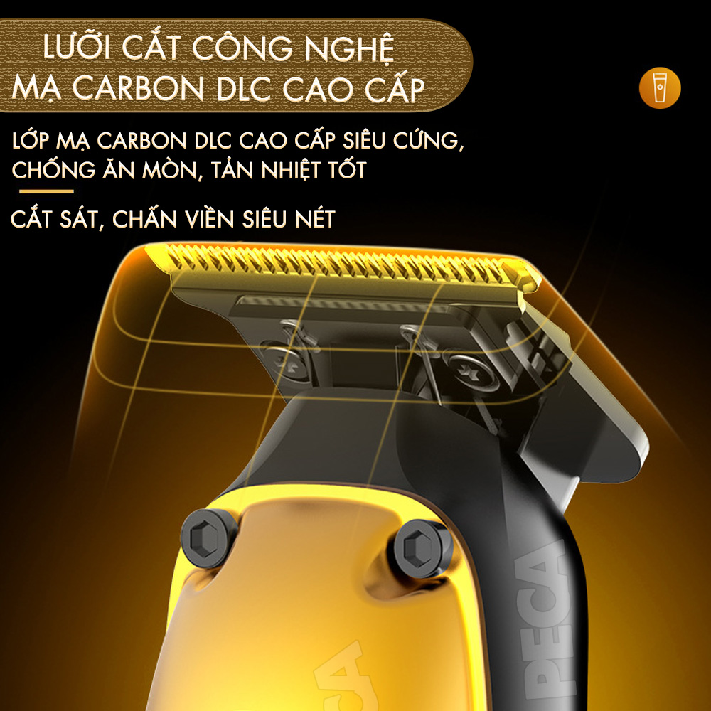 Tông đơ chấn viền chuyên nghiệp Kemei KM-1855 lưỡi mạ carbon DLC cao cấp, động cơ không chổi than, công suất mạnh 8W không nóng hoạt động hiệu quả - Hàng chính hãng