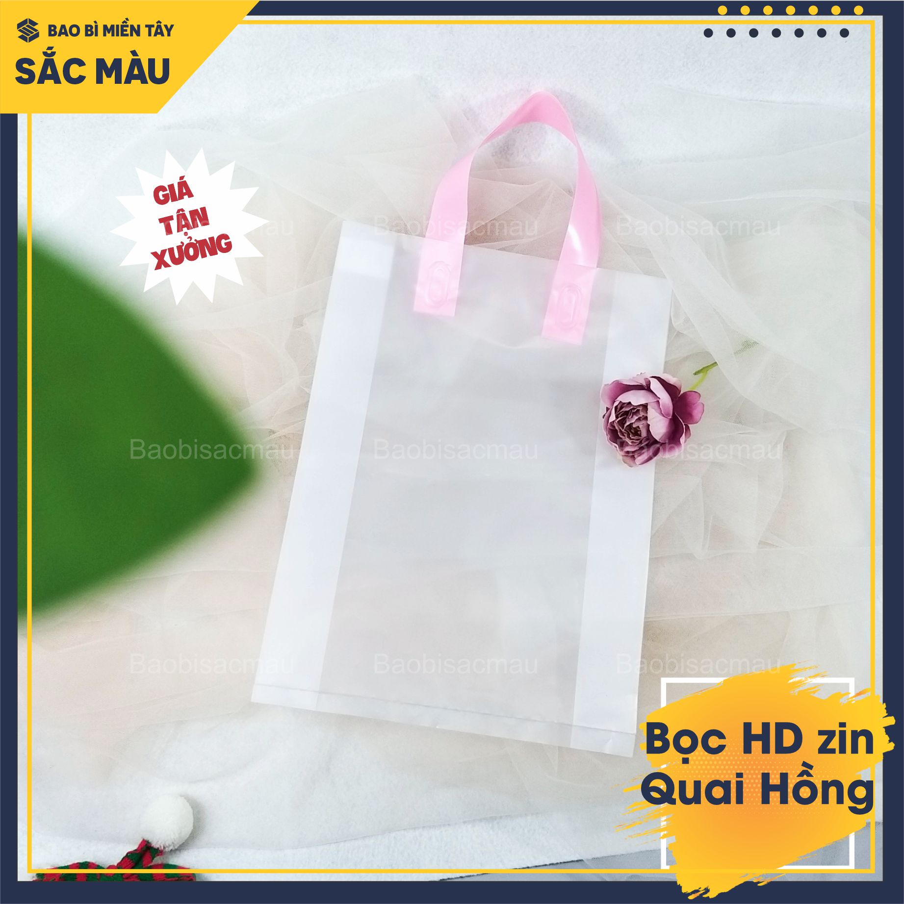 1 Kg Túi HD ZIN QUAI ÉP - HD Zin mờ màu trắng quai màu đỏ, xanh, hồng, đen đựng quần áo, mỹ phẩm, nước hoa...FULL SIZE