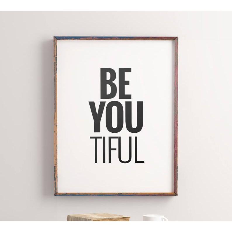 Tranh in cao cấp | Typography-Printable Typography "Be you tiful" 38 , tranh canvas giá rẻ
